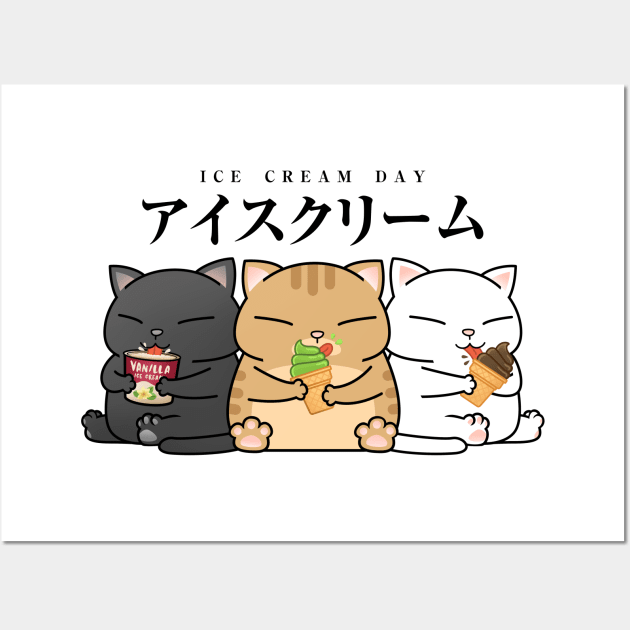 Chubby Cat Trio Ice Cream Wall Art by Takeda_Art